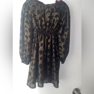 Banana Republic Black and Gold Long Sleeve Dress girls